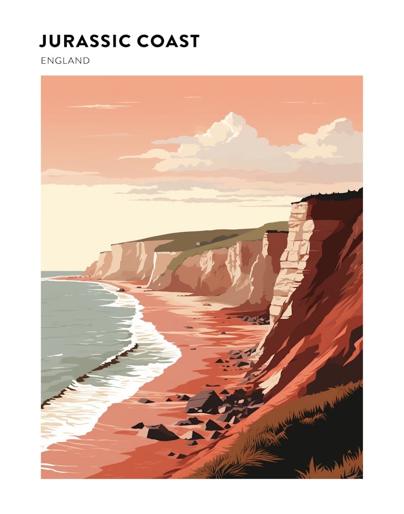 Jurassic Coast England 1 Hiking Trail Landscape Poster