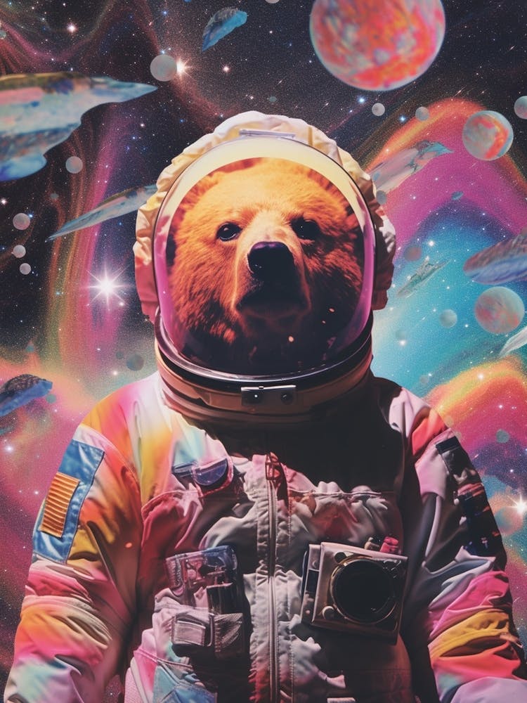 Astronaut Bear Space Collage