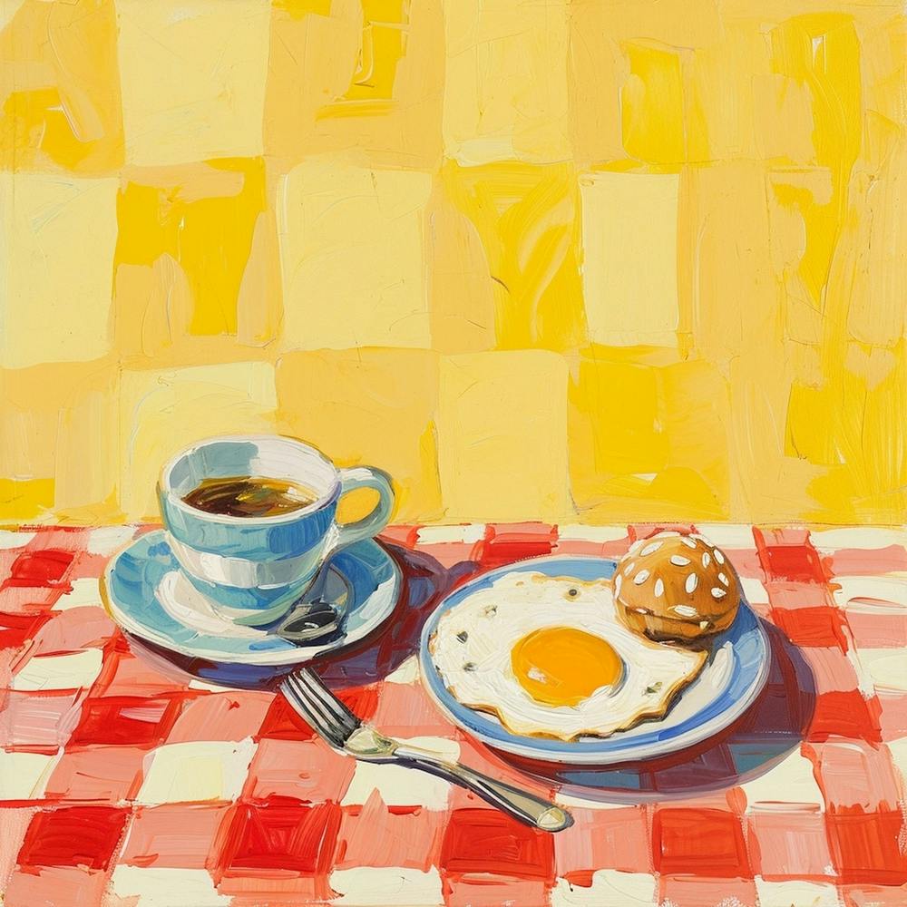 Coffee & Breakfast Yellow Checkerboard 2