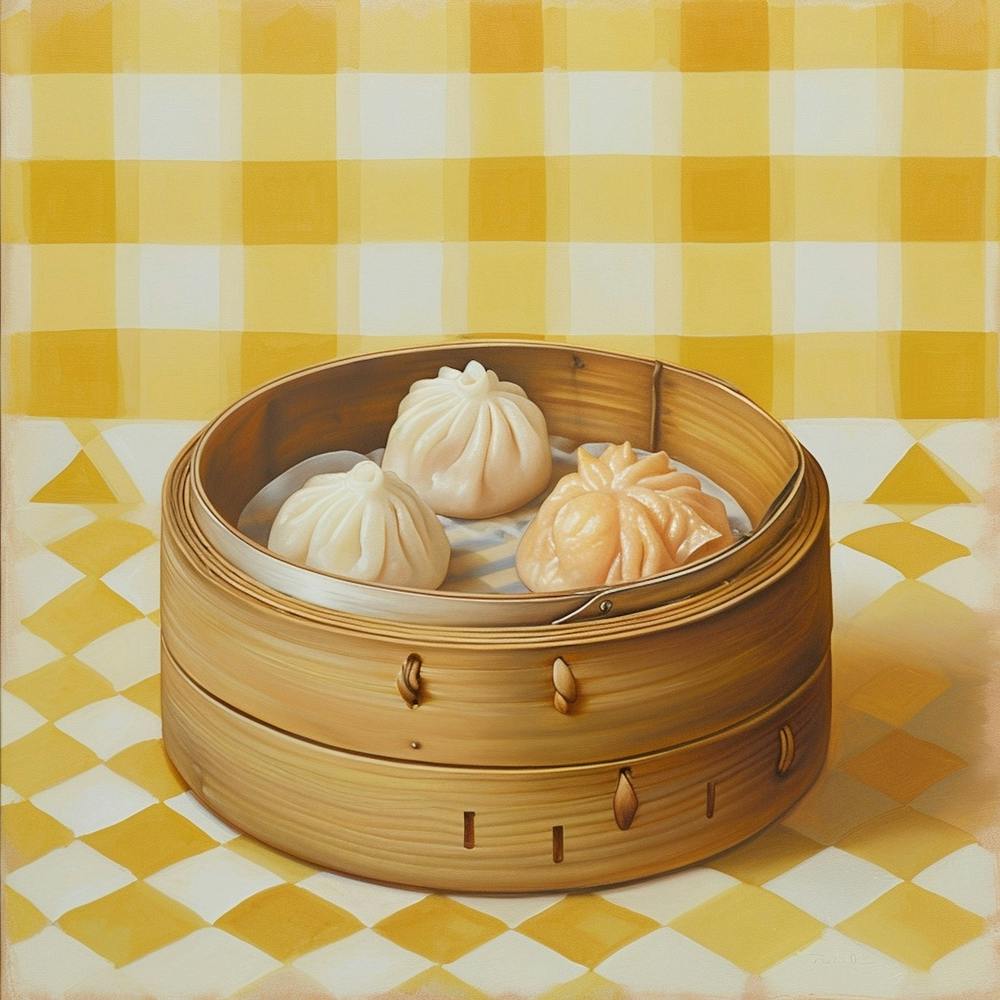 Dim Sum Selection Yellow Checkerboard