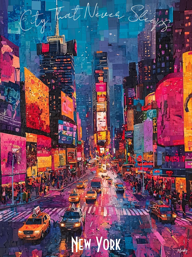 New York City Skyline, abstract cubism vibrant Poster