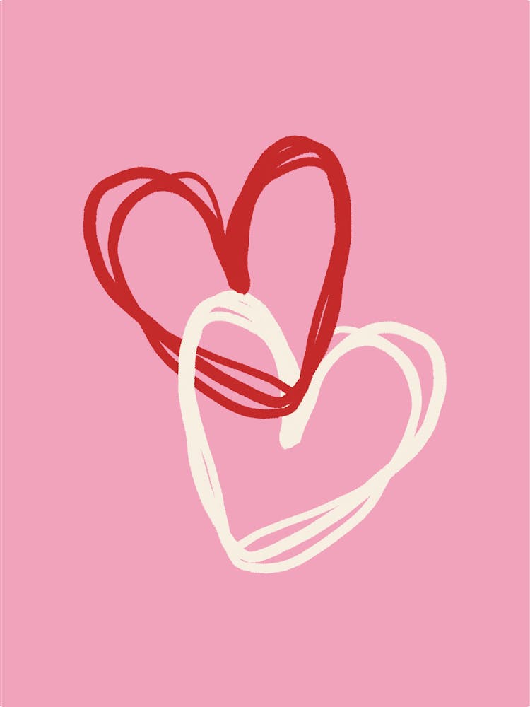Pink Red and Cream Love Hearts
