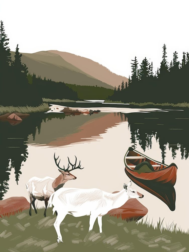 Deer By The Lake