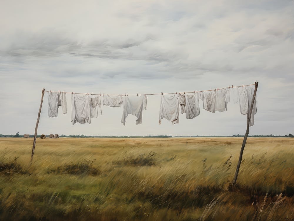 Rustic Laundry Oil Painting