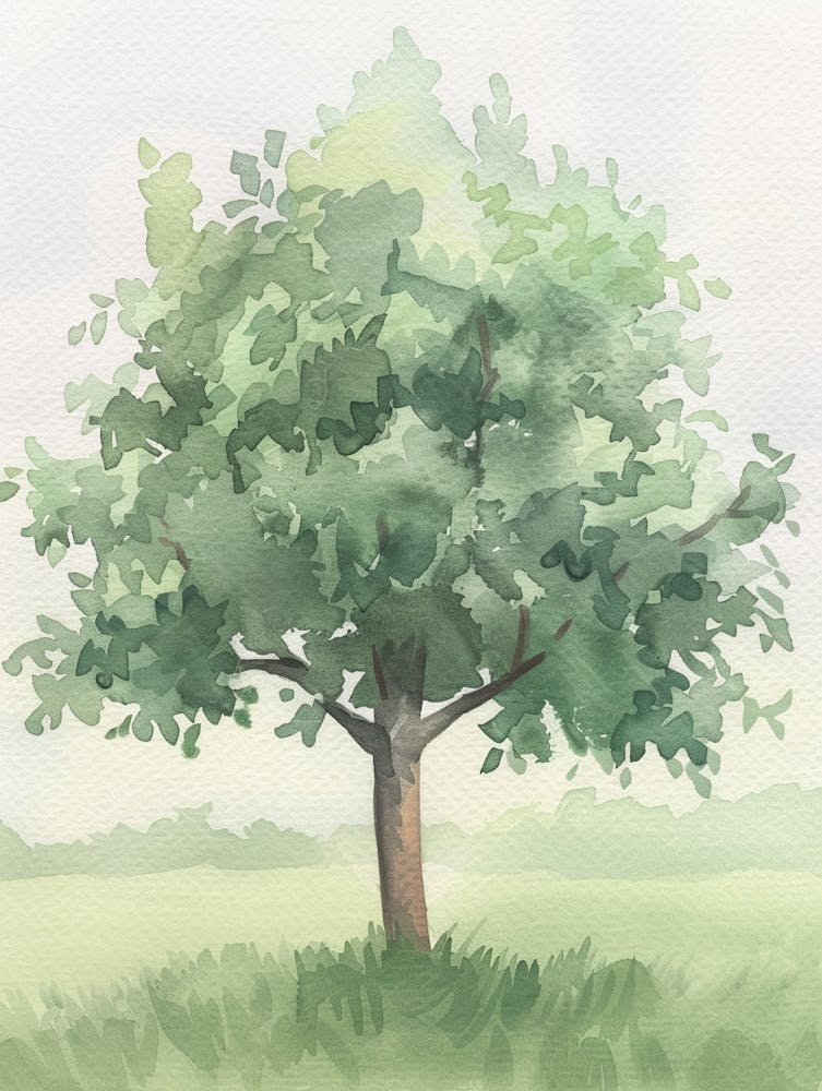 Orange Tree Atmospheric Watercolour Painting 3