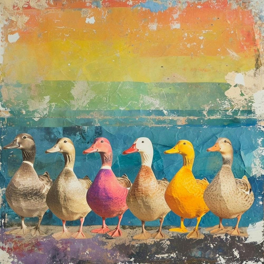 Rainbow Stripe Duck Collage 3