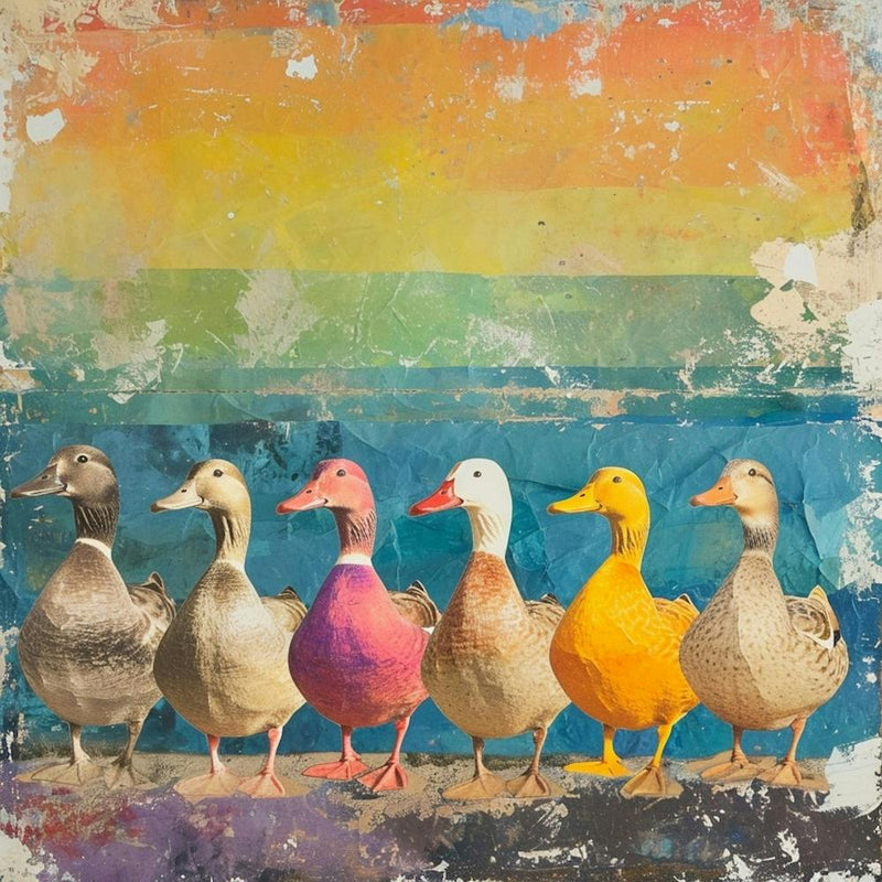 Rainbow Stripe Duck Collage 3