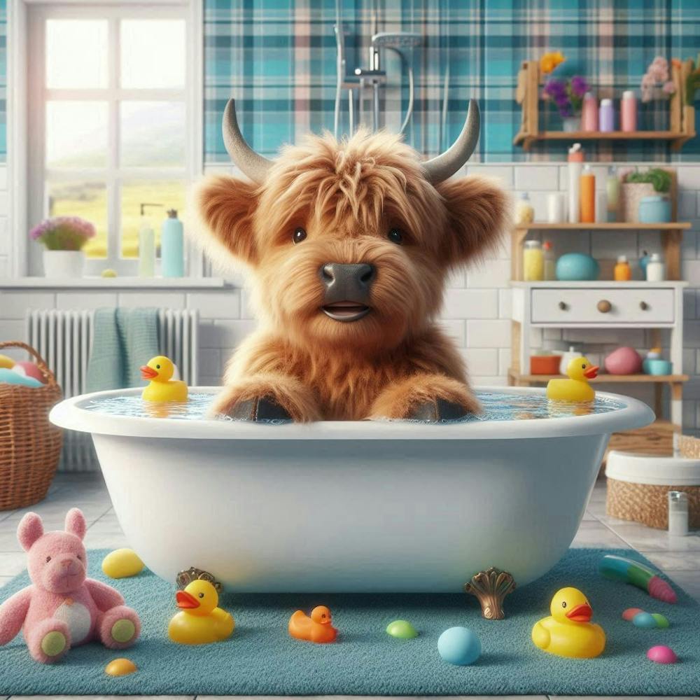 highland Cow In A Bathtub