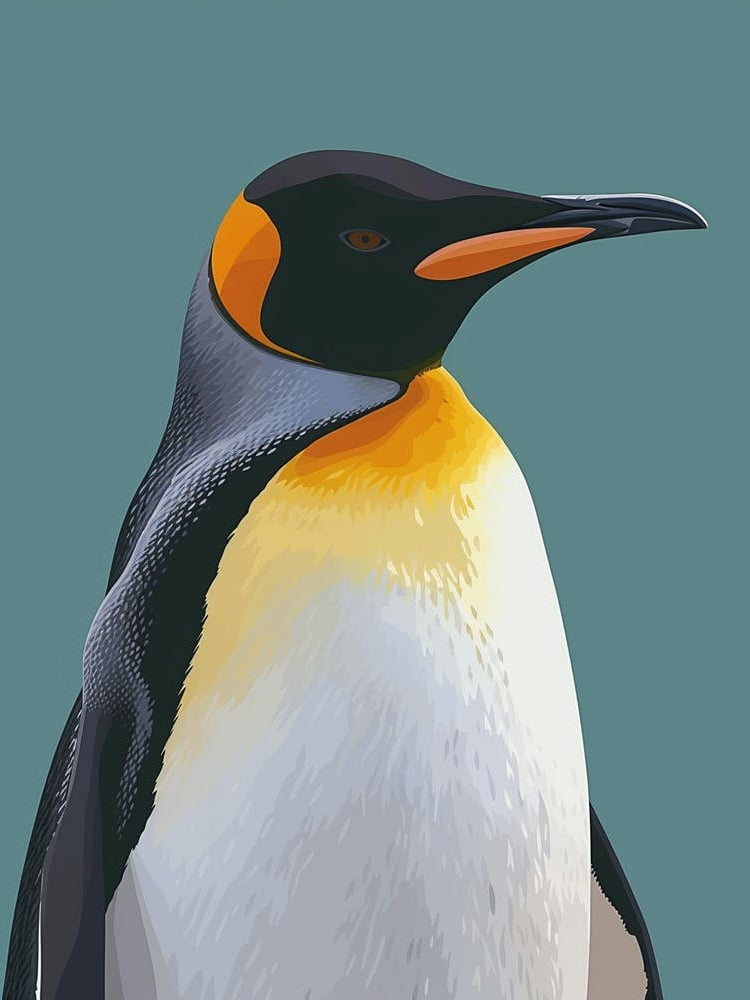 King Penguin Saunders Island Minimalist Illustration 2