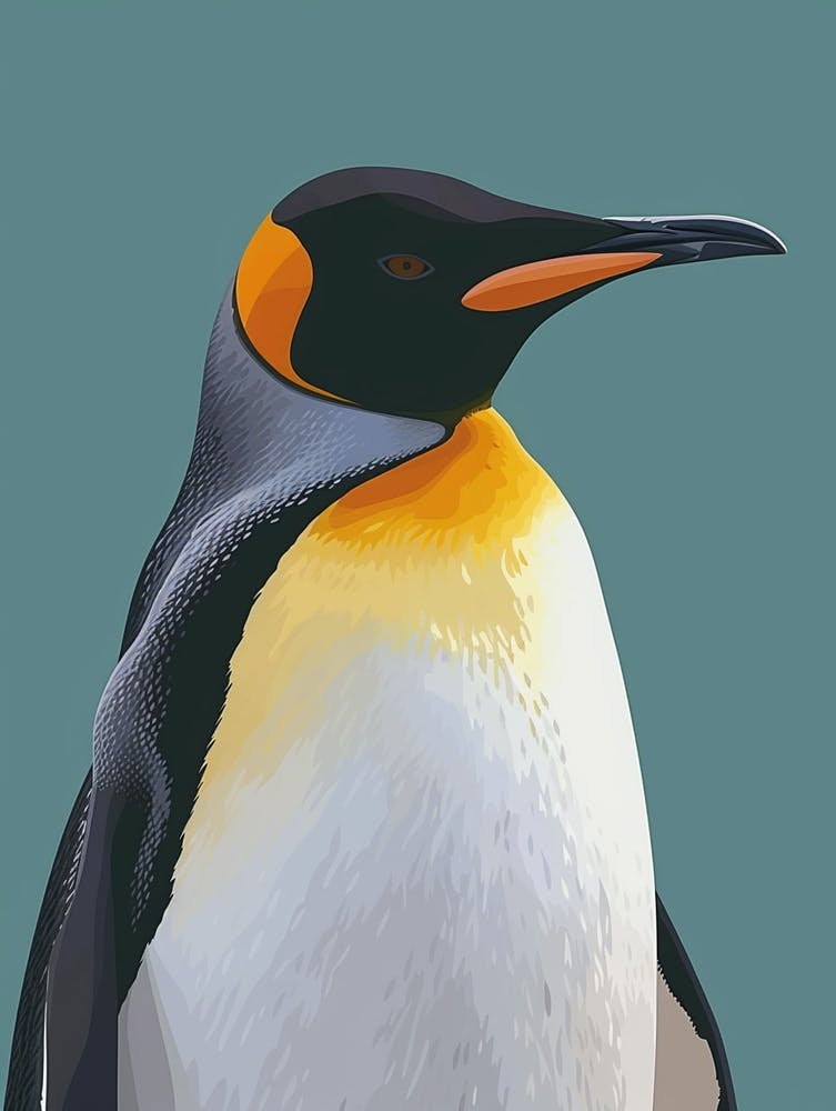 King Penguin Saunders Island Minimalist Illustration 2