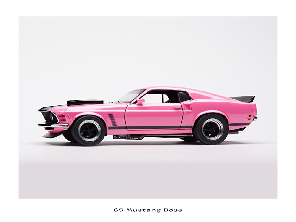 Toy Car 69 Mustang Boss 302 Pink Poster