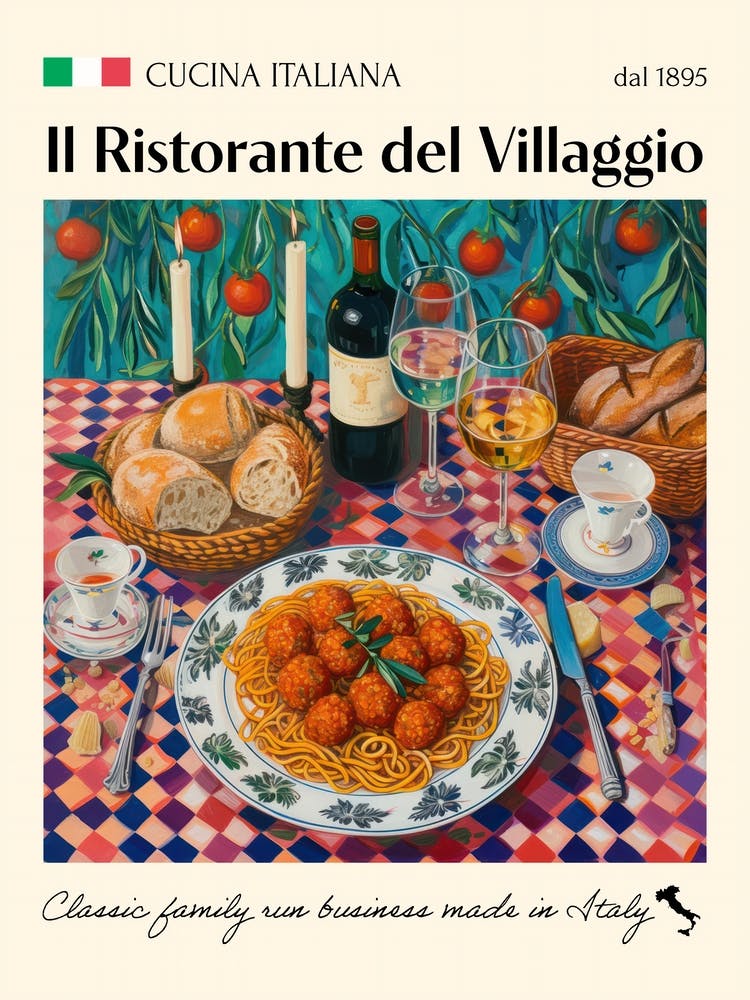 Il Ristorante Del Villaggio Trattoria Italian Poster Food Kitchen