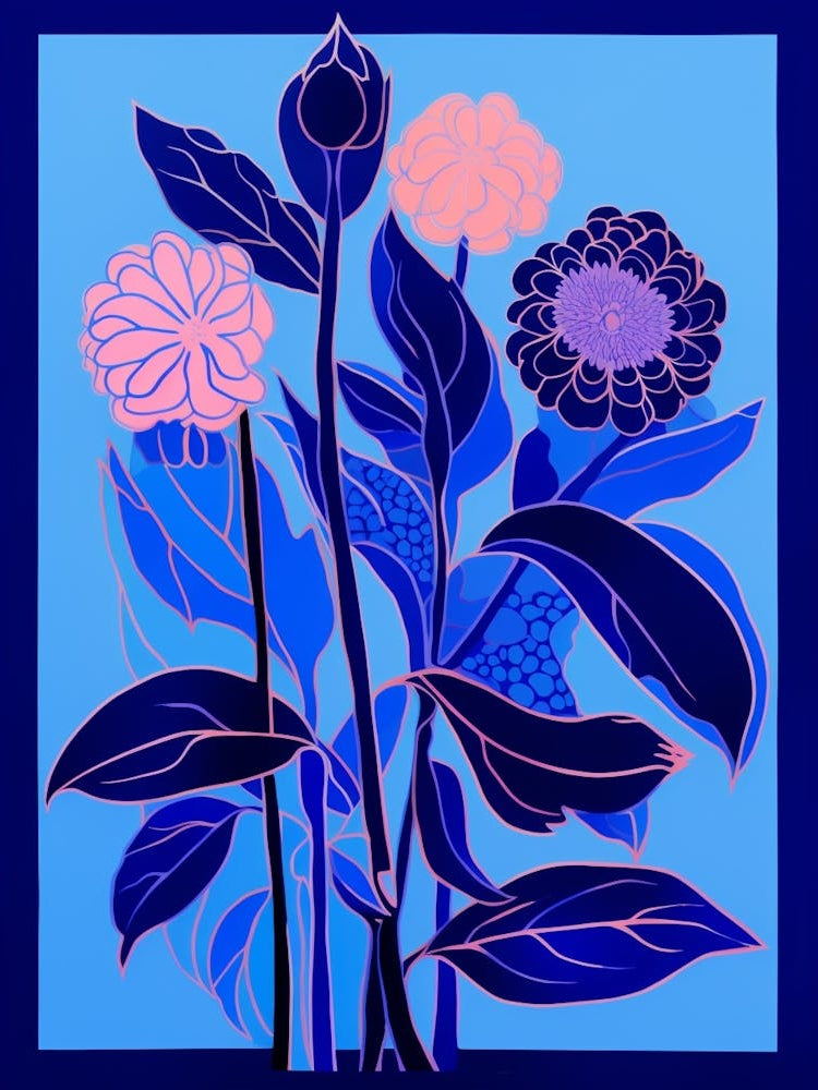 Blue Flower Illustration Globe Amaranth 3