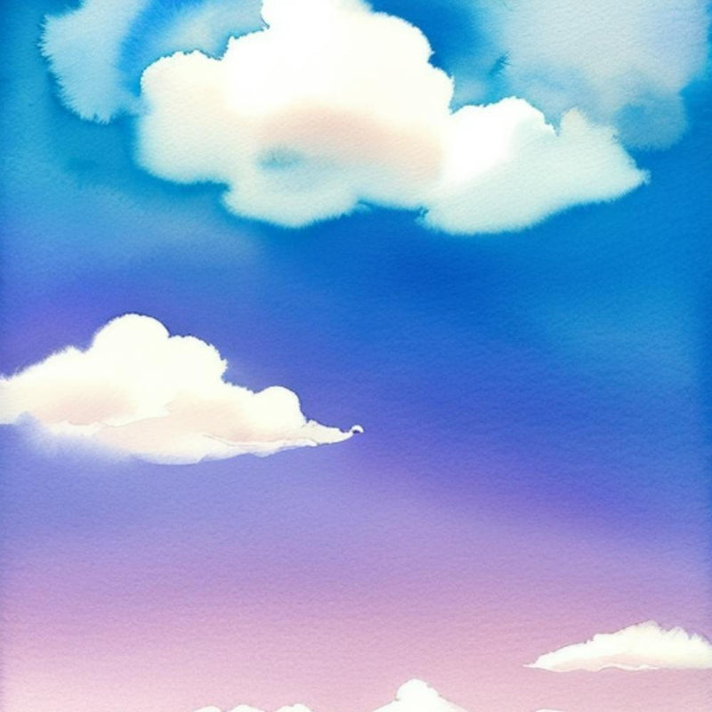 Watercolor Sky With Clouds