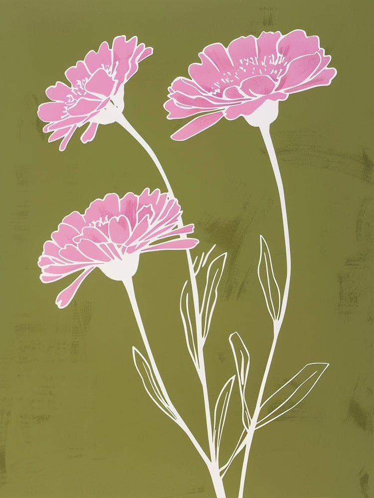 Pink & Green Asters 1