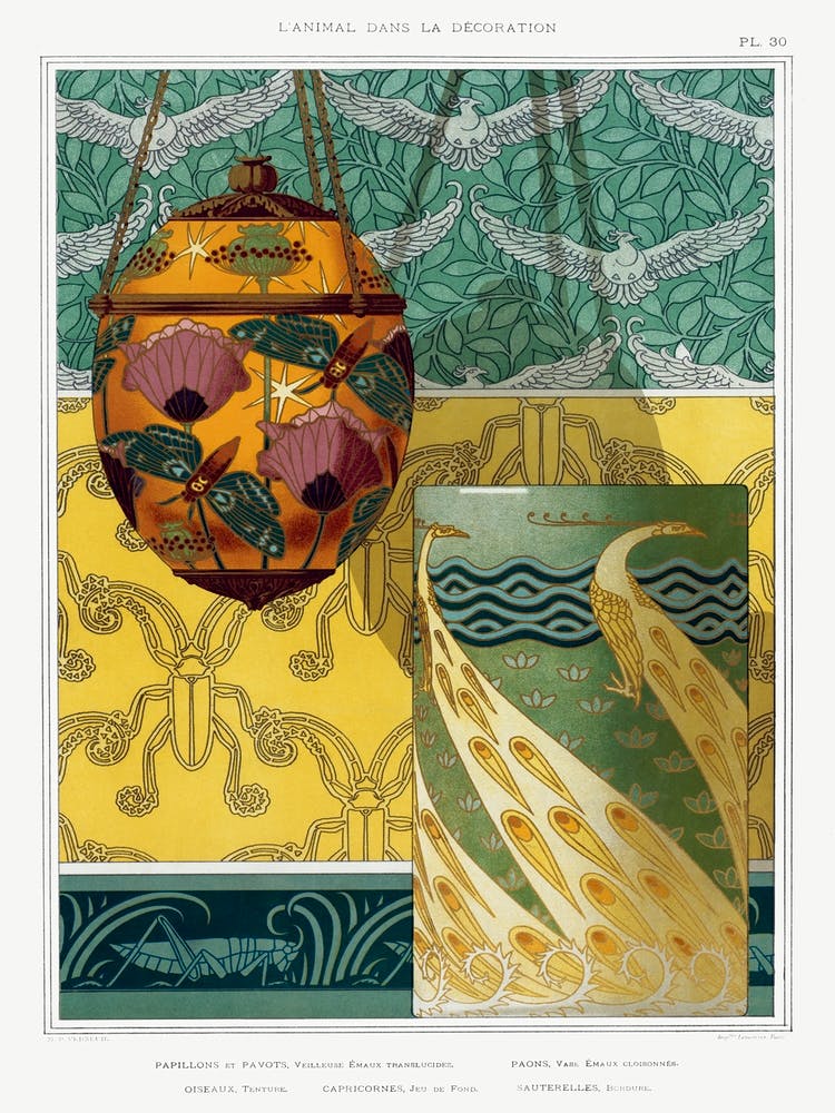 Butterflies And Poppies; Translucent Enamel Night Light, Maurice Pillard Verneuil