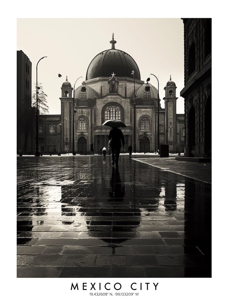 Poster Of Mexico City, Black And White Analogue Photograph 2