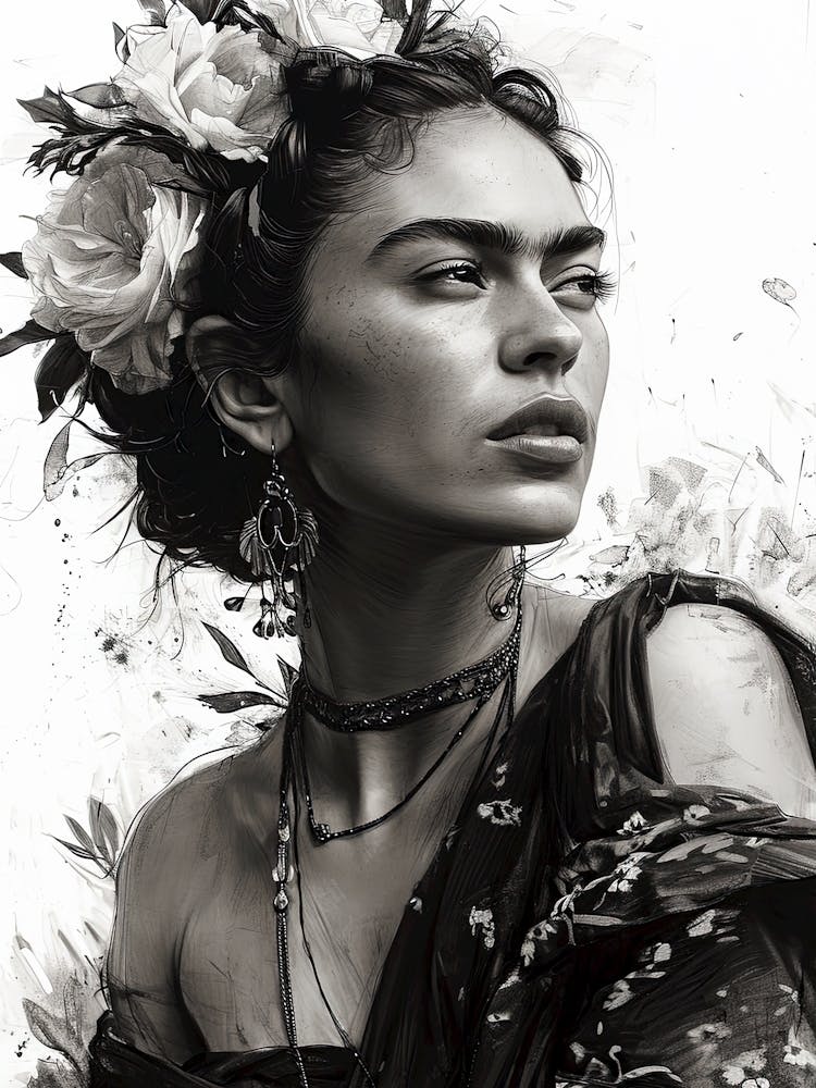 Mexican woman portrait black and white 1