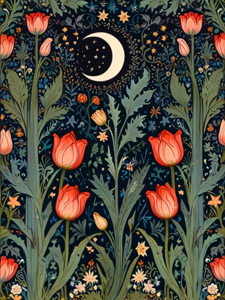 William Morris Moon And Tulips