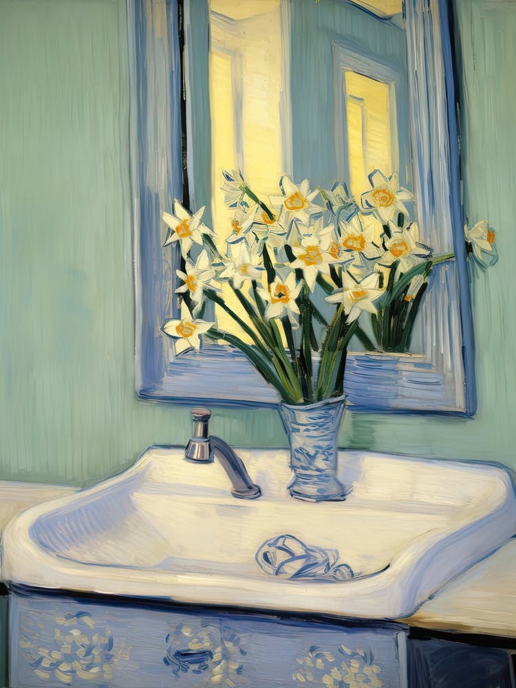 Bathroom Vanity Painting With A Daffodil Bouquet 4