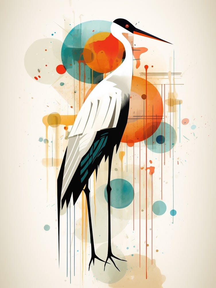 Bird Painting Collage Stork 2