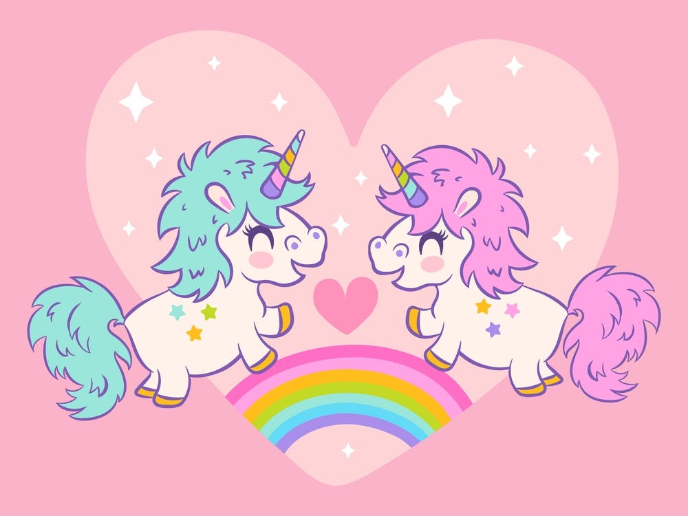 Cute Unicorns and rainbow