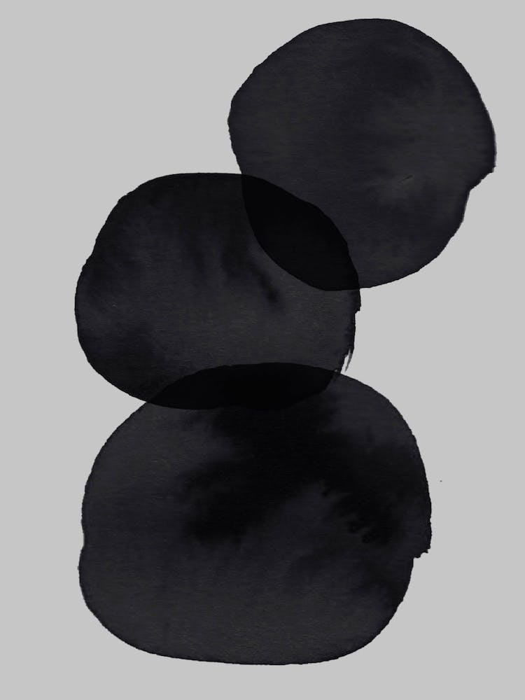 Grey And Black Stacked Stones Watercolour Abstract