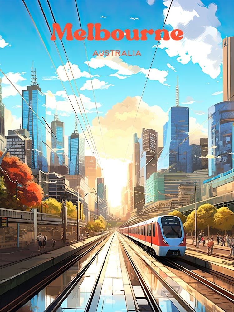 Melbourne Australia Summer Travel Art