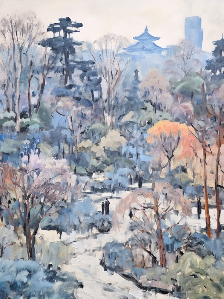 Winter City Park Painting Shinjuku Gyoen National Garden Japan 2