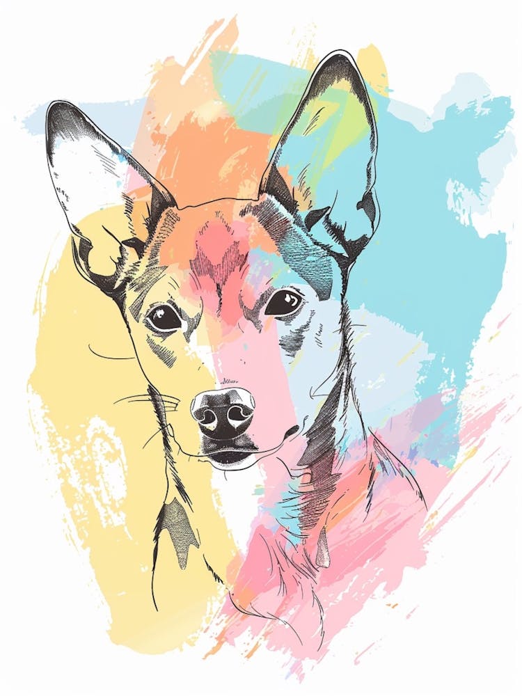 Pinscher Dog Pastel Line Watercolour Illustration  1