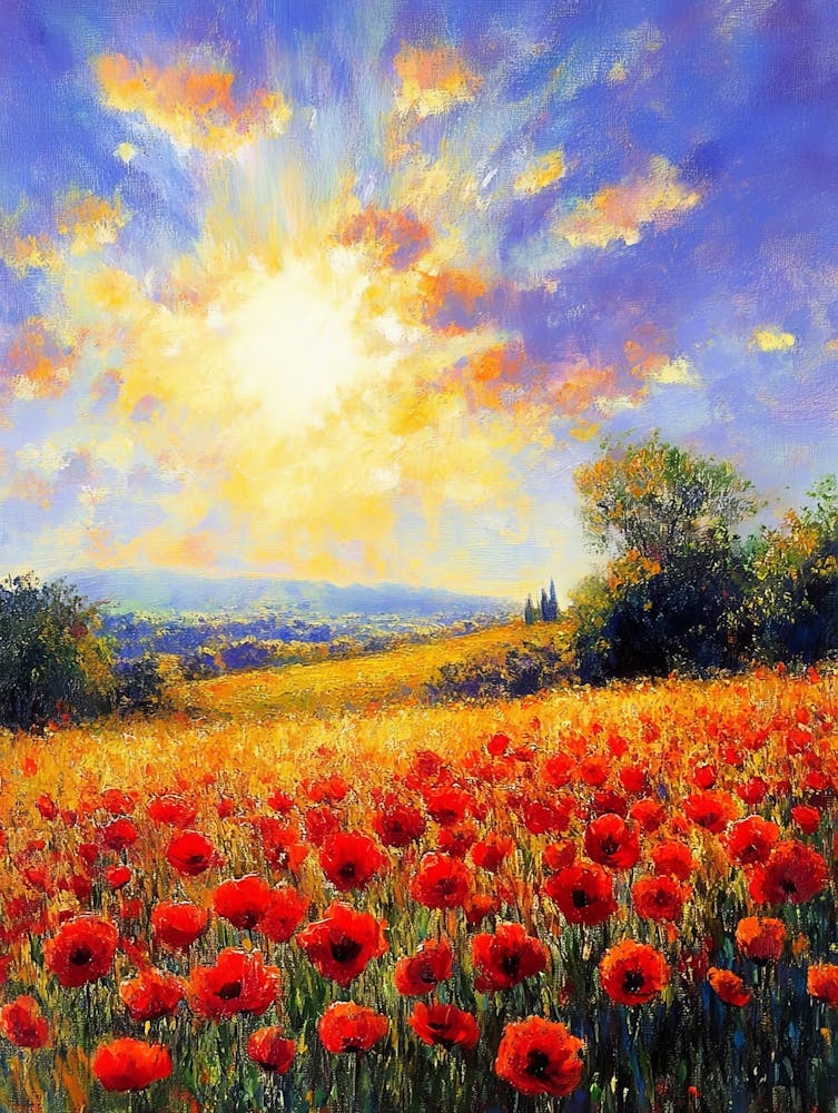 Flowers Field Red Poppies Paintings Monet Painting Claude Impressionism Paint Landscape