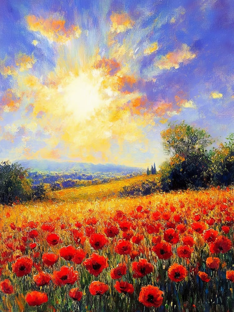 Flowers Field Red Poppies Paintings Monet Painting Claude Impressionism Paint Landscape