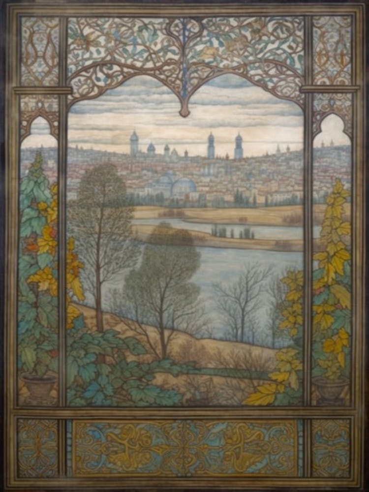 Window View Of Moscow Russia In The Style Of William Morris 1
