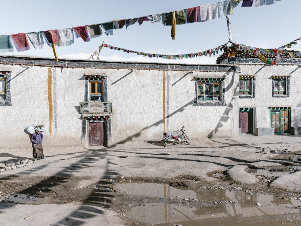 Street Scene In A Tibet Village In The Himalayas