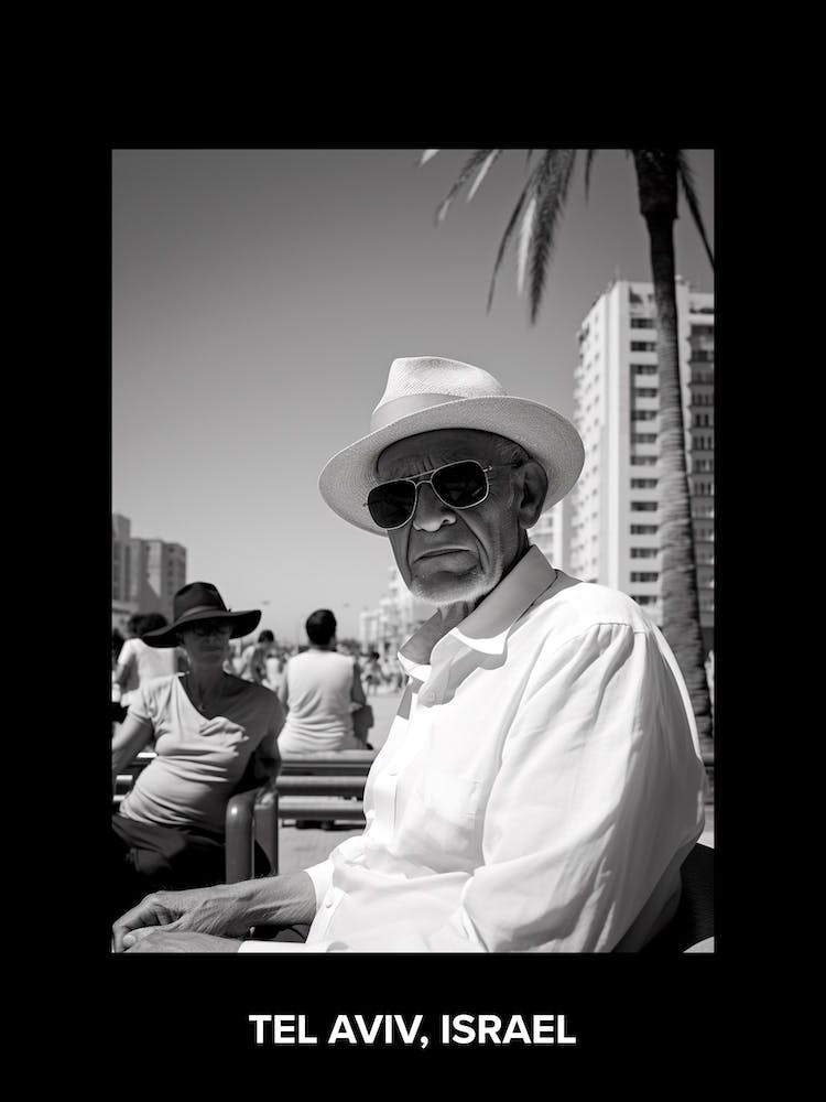 Poster Of Tel Aviv, Israel, Mediterranean Black And White Photography Analogue 2