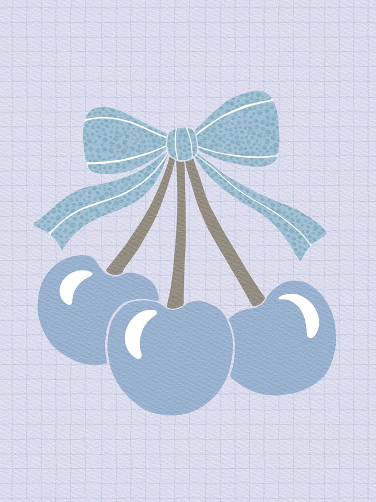 Blue Cherries With Bow