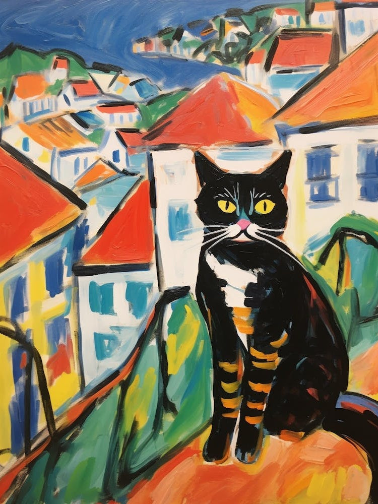 Painting Of A Cat In Porto Portugal