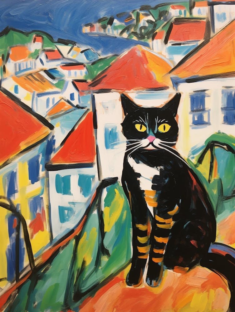 Painting Of A Cat In Porto Portugal