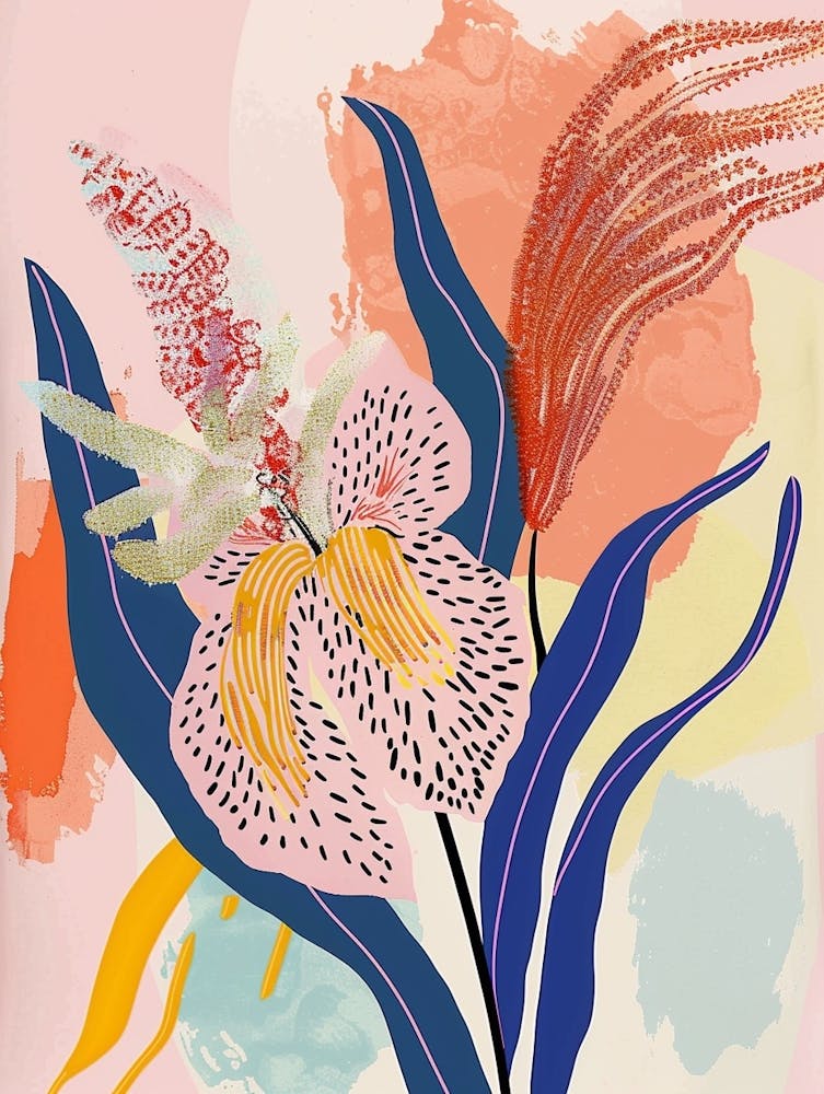Colourful Flower Illustration Fountain Grass 4