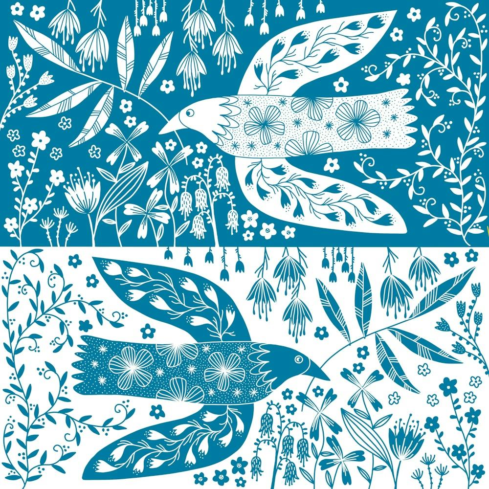 Peace Doves And Flowers Teal