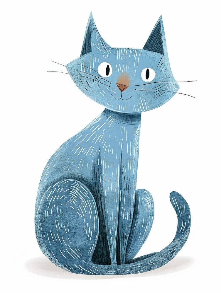 Russian Blue Cat Clipart Illustration 2