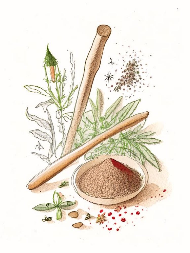 Mace Spices And Herbs Pencil Illustration 3