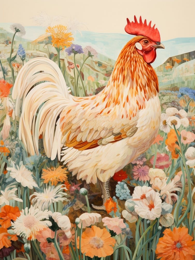 Chicken 6 Detailed Bird Painting