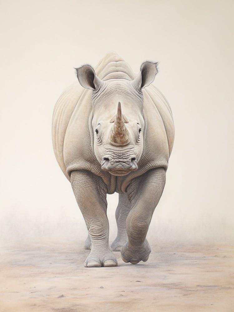 Detailed Vintage Illustration Of A Rhino 8