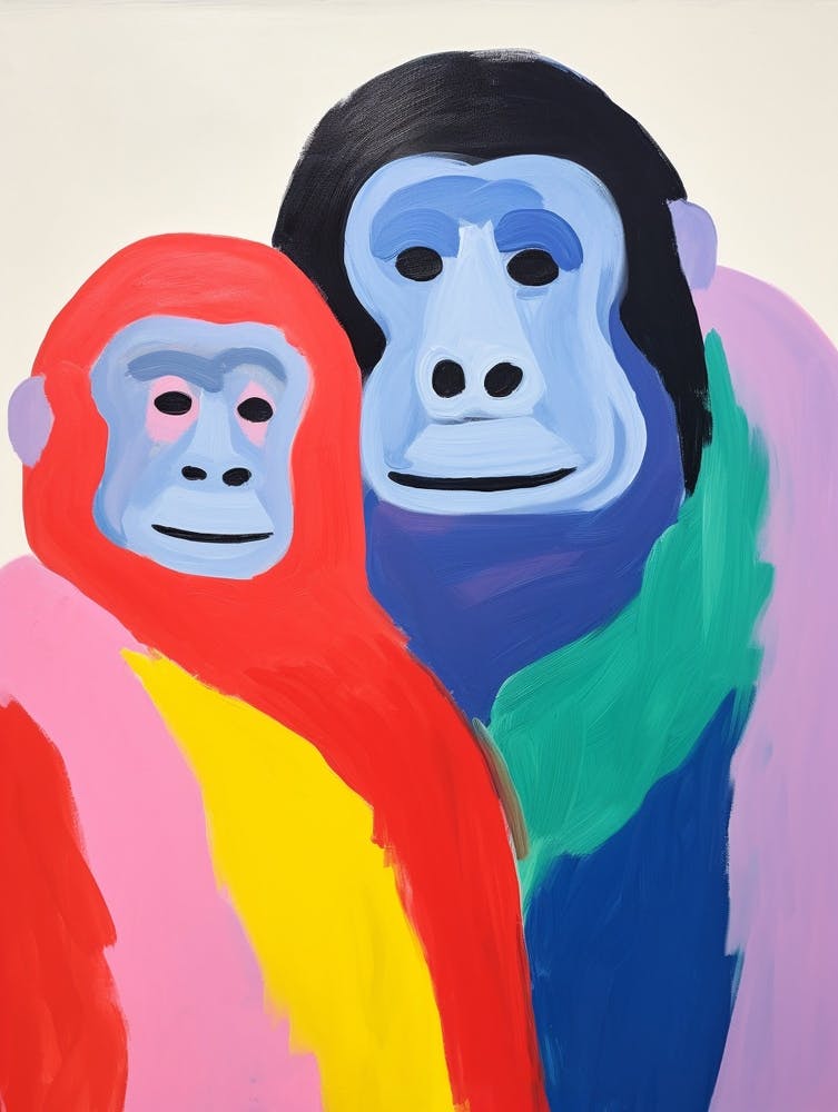 Colourful Kids Animal Art Gorilla 1