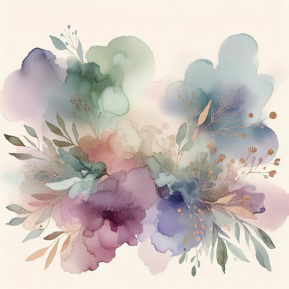 Abstract Watercolor Lilac Sage Lilac Olive Light Lilac 1