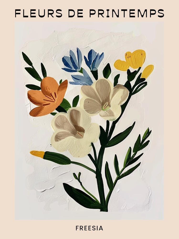 Frühlingsblumen Französisches Poster Freesie 3