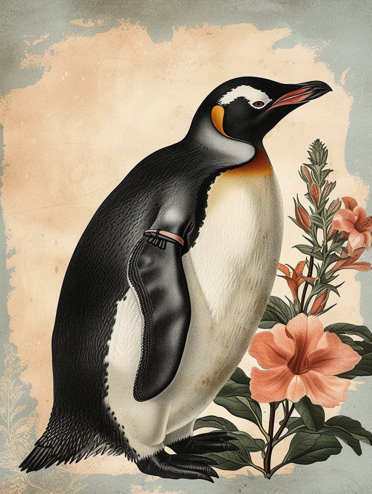 Adlie Penguin Isabela Island Vintage Botanical Painting 3