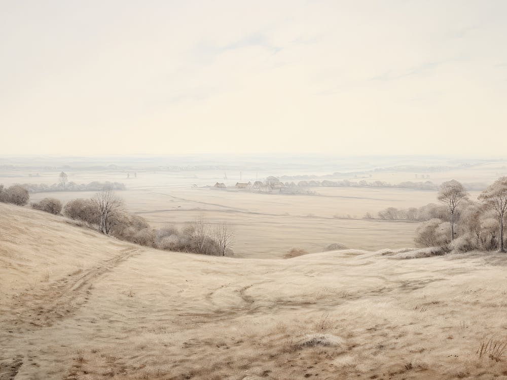 Peinture de paysage de ferme automnal