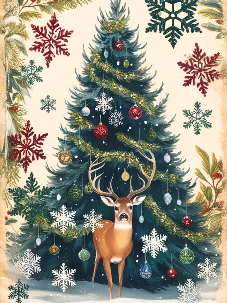 William Morris Christmas Tree With Deer 2